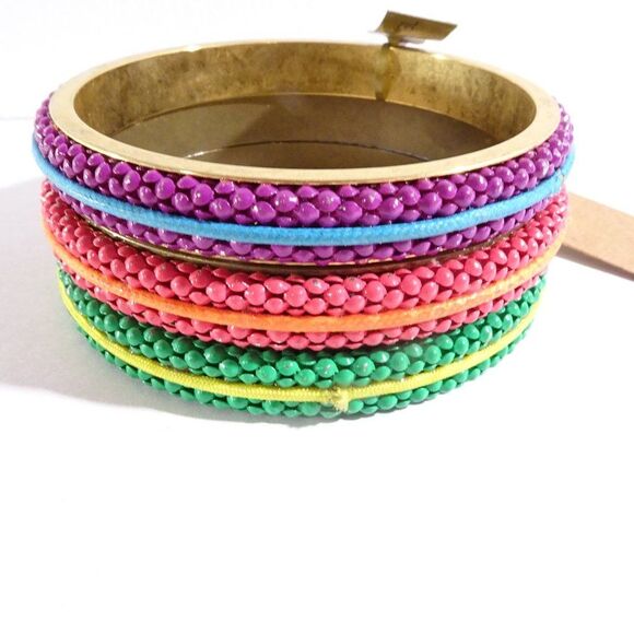 Lee Angel Enamel Mesh Rainbow Bangle Set of 3 NWT 265 - Picture 1 of 7